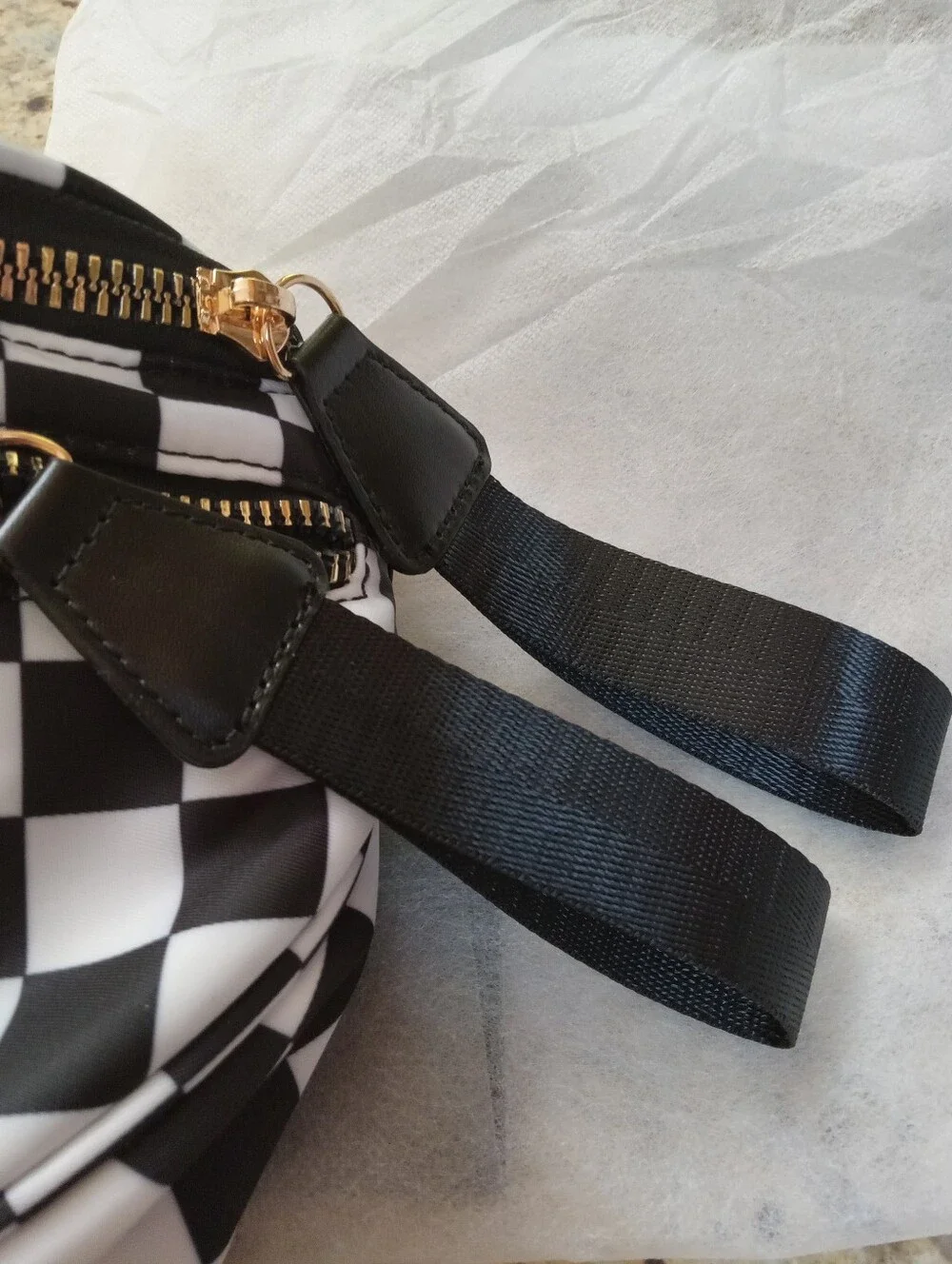 Black & White Checkered Bum Bag Comes With Matching Jewlery